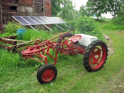 Our Allis-Chalmers “G” Cultivating Tractor After Conversion with Solar Panels