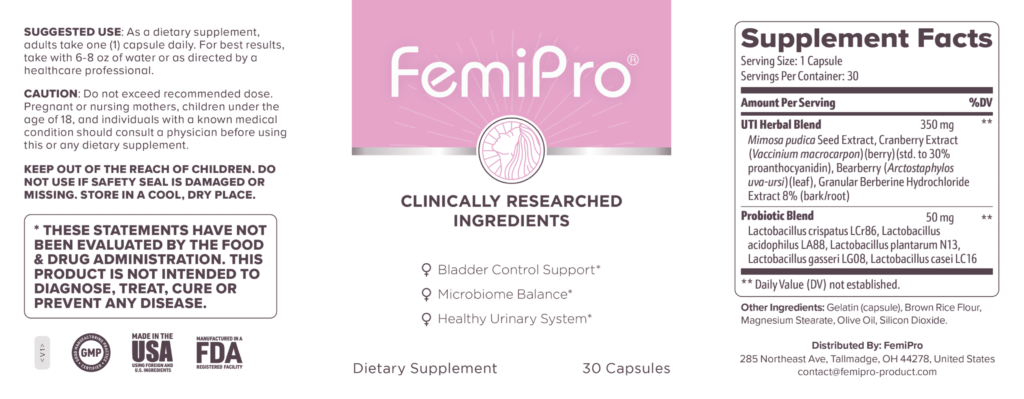 Femipro Ingredients Label