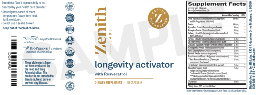 longevity activator supplement ingredients